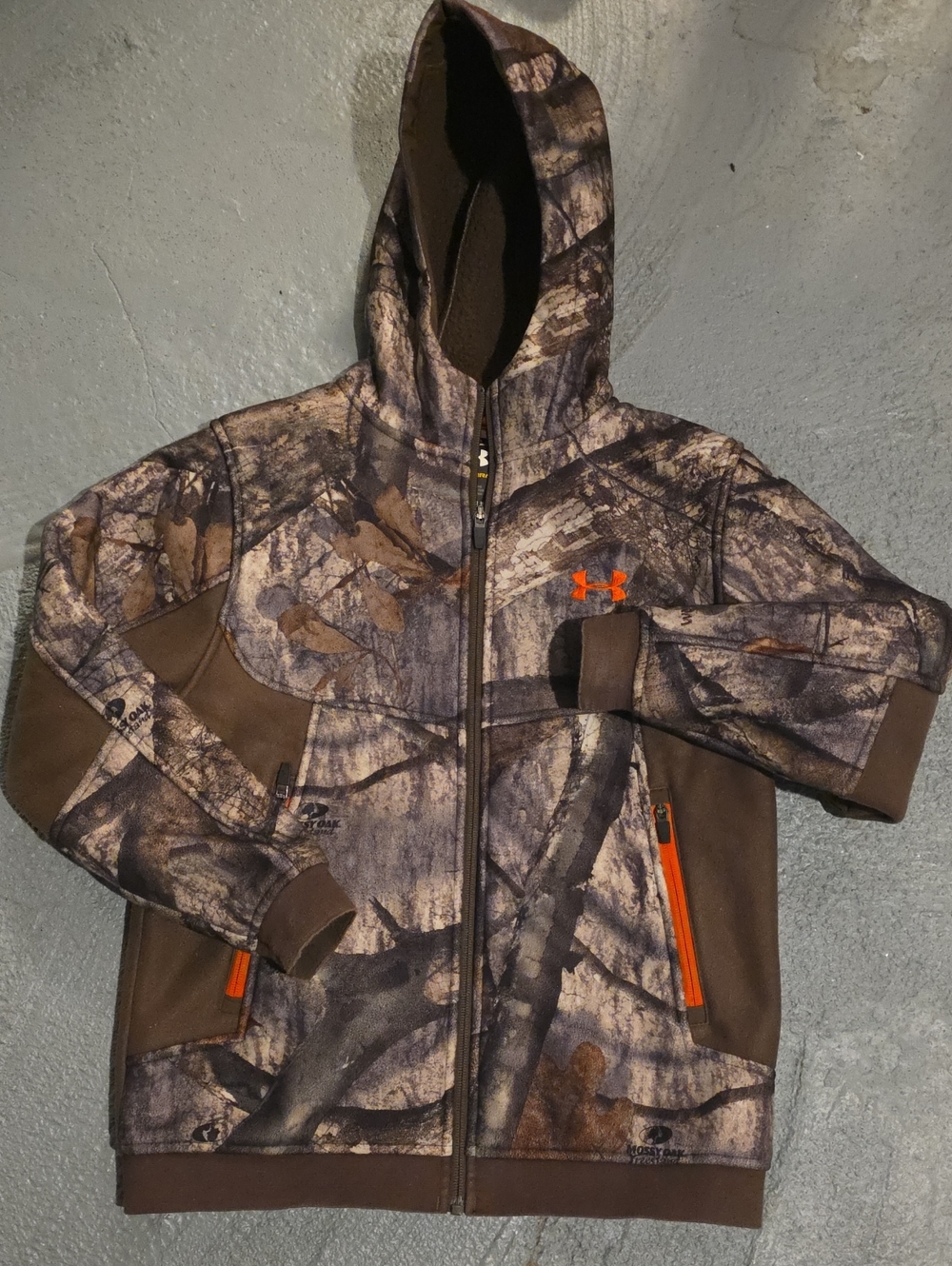 Under Armour Realtree Camo Hooded Zip Jacket with Orange Trim